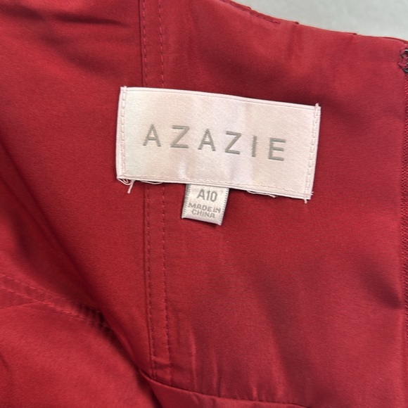 AZAZIA - Women’s Molly Pleated A-line One shoulder Chiffon Maxi Dress Rust SZ 10 - Picture 10 of 10